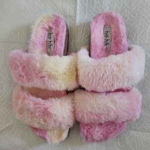 Pink and Cream Fuzzy Slippers